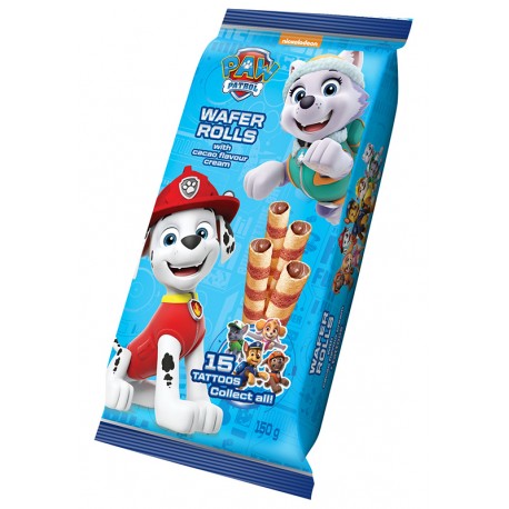 Paw Patrol Wafer Rolls with cocoa cream & tattoo 150g