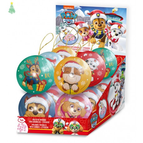 Paw Patrol Tin Balls with candy & stickers