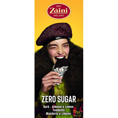 Zero Sugar Dark Chocolate Almond & Lemon 70g